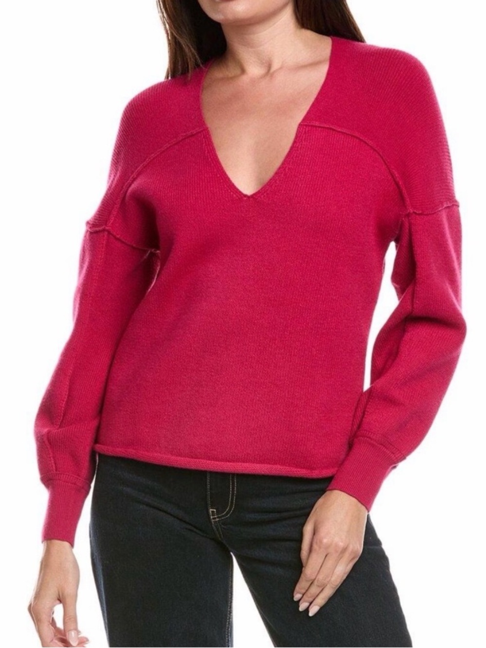 NWOT CABI 6245 easy pullover fuchsia pink roll-hem sweater XS new without tags